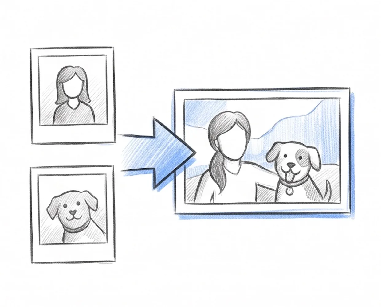 Merge images tool joining two photos side by side