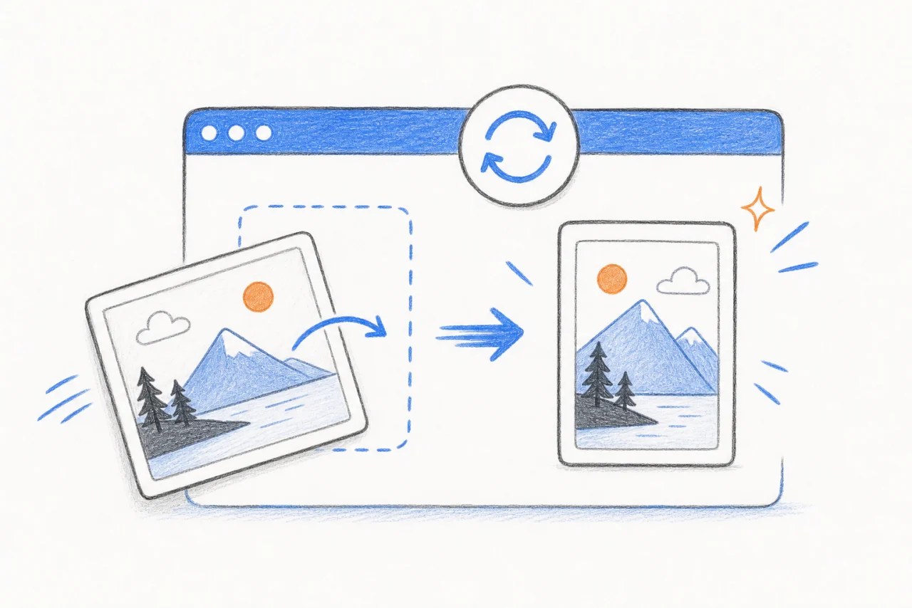 Fast browser-based image rotation with no server upload