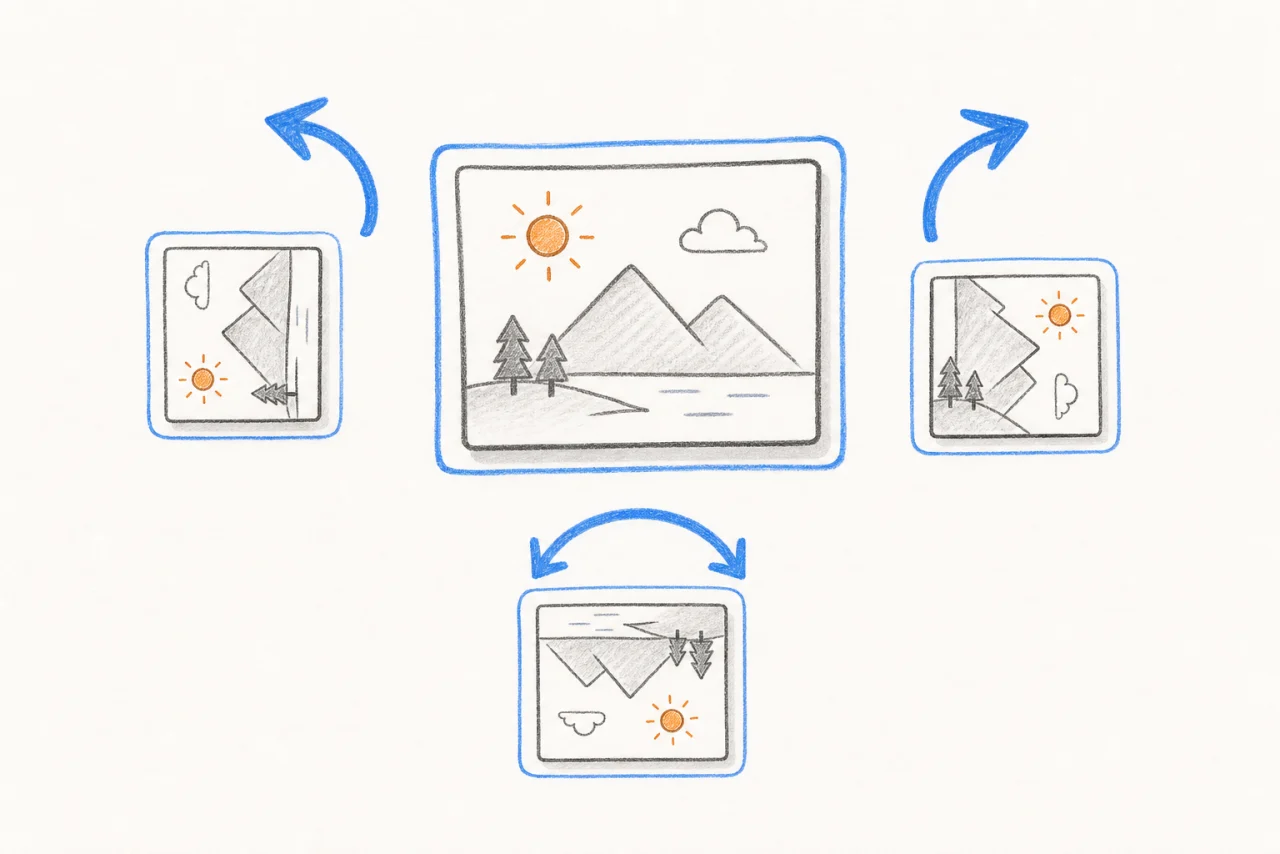 Examples of 90 degree and 180 degree image rotation
